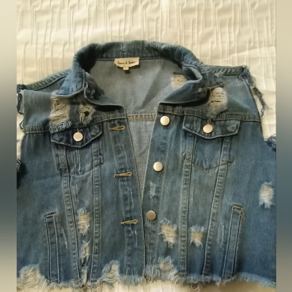 Aaron & Amber Cropped Denim Vest
